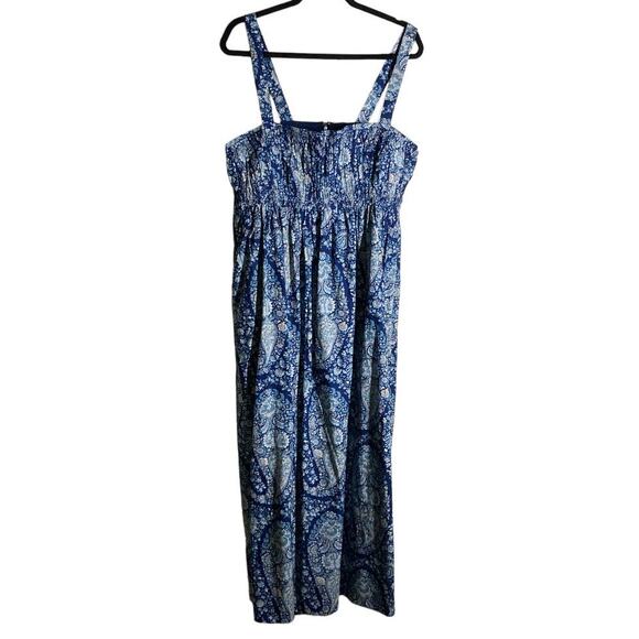 J. Crew Gathered Cotton-Poplin Dress in Oversized Paisley Size 14 - Picture 1 of 10